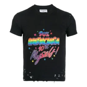Jersey T-shirt met print in small-fit en distressed-look “Washed Black” 612964TMVH31055