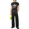 Jersey T-shirt met print in small-fit en distressed-look “Washed Black” 612964TMVH31055