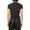 Jersey T-shirt met print in small-fit en distressed-look “Washed Black” 612964TMVH31055