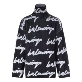 Jersey-trui met col en Scribble-logo “Zwart” 625927T31801070