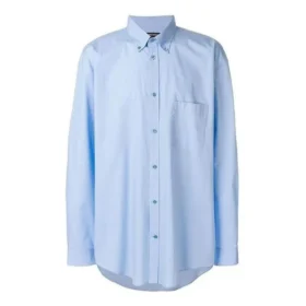 Katoenen popeline overhemd met logo op de rug “Light Blue” 508465TWB044850