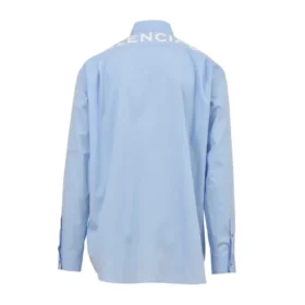 Katoenen popeline overhemd met logo op de rug “Light Blue” 508465TWB044850