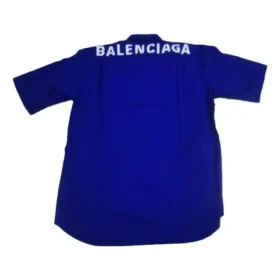 Katoenen popeline shirt met logo op de rug “Blauw” 556913TEM164210
