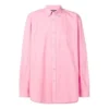 Katoenen popeline shirt met logo op de rug “Pink” 556878TEM095630