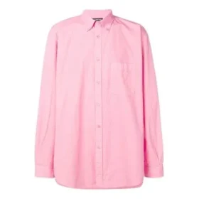 Katoenen popeline shirt met logo op de rug “Pink” 556878TEM095630