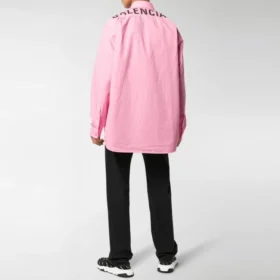 Katoenen popeline shirt met logo op de rug “Pink” 556878TEM095630