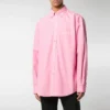 Katoenen popeline shirt met logo op de rug “Pink” 556878TEM095630