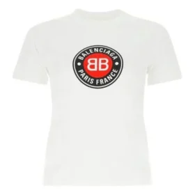 Katoenen T-shirt met korte mouwen, bedrukt, wit 612964TJVD69000