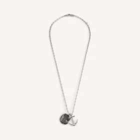 Ketting met anker-hanger in antiek zilver