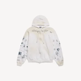 Klassieke herenhoodie met rits en capuchon in wit