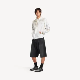 Klassieke herenhoodie met rits en capuchon in wit