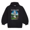 Klassieke Hoodie met losse pasvorm en print, zwart 641529TJVH91000