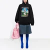 Klassieke Hoodie met losse pasvorm en print, zwart 641529TJVH91000