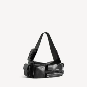Kleine, superdrukke slingbag voor heren in zwart