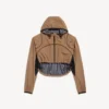 Kort model techwear-jas voor dames in camel