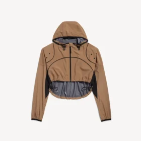 Kort model techwear-jas voor dames in camel