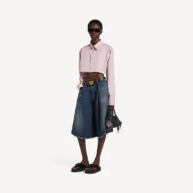 Kort shirt voor dames in oudroze