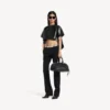 Kort T-shirt met sleep voor dames in zwart