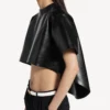 Kort T-shirt met sleep voor dames in zwart