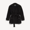 Korte cocoon-trenchcoat voor dames in zwart