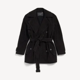Korte cocoon-trenchcoat voor dames in zwart