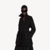 Korte cocoon-trenchcoat voor dames in zwart