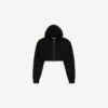 Korte techwear-hoodie met rits voor dames in zwart