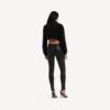 Korte techwear-hoodie met rits voor dames in zwart