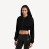Korte techwear-hoodie met rits voor dames in zwart
