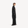Lange gedrapeerde jurk ‘The Door’ voor dames in zwart