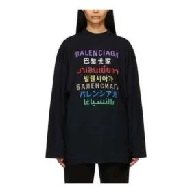 Languages Logo T-shirt met lange mouwen “Black Multicolor” 641667TJVI32771
