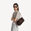 Le 7 schoudertas voor dames, medium, in moka