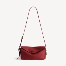 Le 7 schoudertas voor dames, medium, in robijnrood/mokka