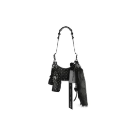 Le Cagole Collector XS-schoudertas met strass-steentjes “Zwart” 6713092AASO1000