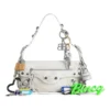 Le Cagole kleine schoudertas met used-effect en bedeltjes “White” 7716402AA7A9000