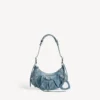 Le Cagole-schoudertas voor dames, klein, met strass-steentjes in blauw