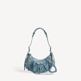 Le Cagole-schoudertas voor dames, klein, met strass-steentjes in blauw