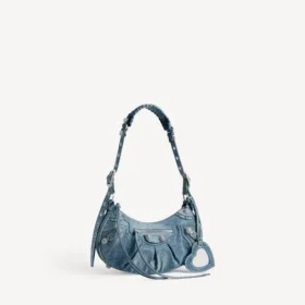 Le Cagole-schoudertas voor dames, klein, met strass-steentjes in blauw