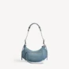 Le Cagole-schoudertas voor dames, klein, met strass-steentjes in blauw