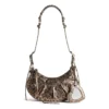 Le Cagole XS-schoudertas, gemetalliseerd met luipaardprint “Brown” 6713092AAV72529