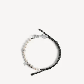 Malibu-parelarmband/choker in zwart/wit/glanzend zilver