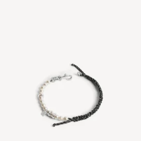 Malibu-parelarmband/choker in zwart/wit/glanzend zilver