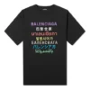 Meertalig bedrukt T-shirt met korte mouwen voor heren, zwart 612966TJVI32771