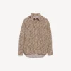 Monogram-shirt voor dames in beige/zwart