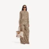 Monogram-shirt voor dames in beige/zwart