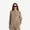 Monogram-shirt voor dames in beige/zwart