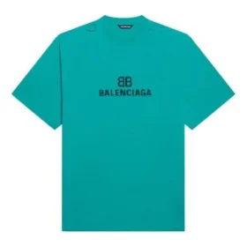 Mosaïeklogo BB-alfabet, losse pasvorm, distressed, korte mouwen, unisex, blauw 651795TKVF53660