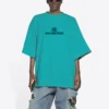 Mosaïeklogo BB-alfabet, losse pasvorm, distressed, korte mouwen, unisex, blauw 651795TKVF53660
