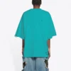 Mosaïeklogo BB-alfabet, losse pasvorm, distressed, korte mouwen, unisex, blauw 651795TKVF53660