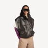 Mouwloze blouson voor dames in mokka